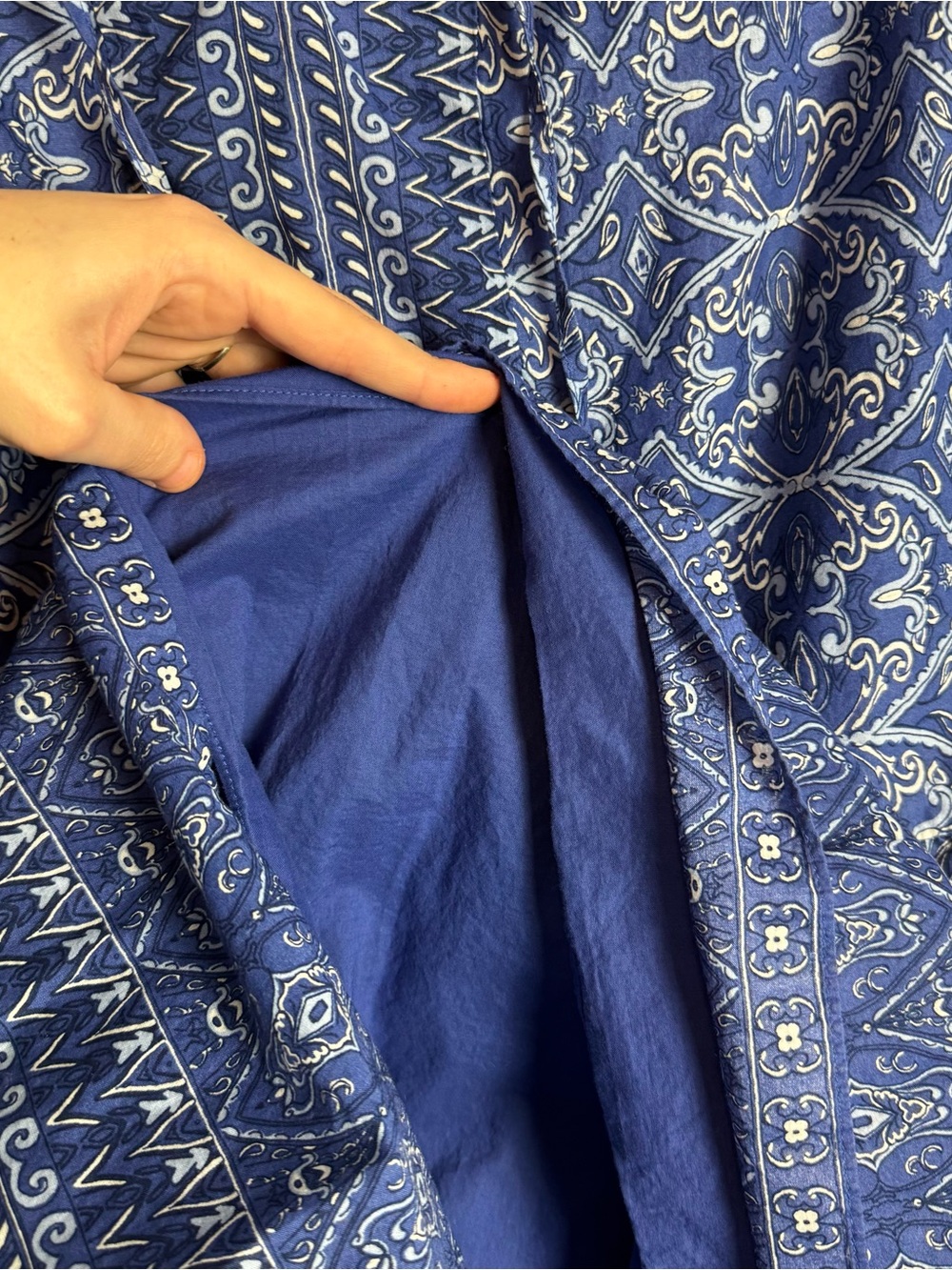 Talbots Viole Swing Blue 100% Cotton Medallion Print Midi Dress Size XL - Picture 9 of 11